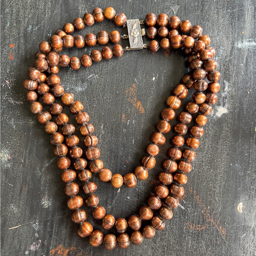 set of chocolate freshwater pearls necklace